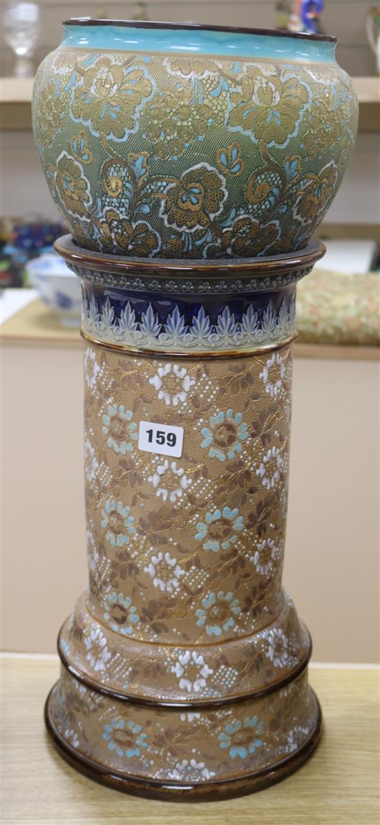 A Royal Doulton pedestal and a jardiniere